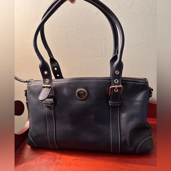 Dooney and Burke Navy Blue Satchel with detachable shoulder strap and wallet - Picture 1 of 15